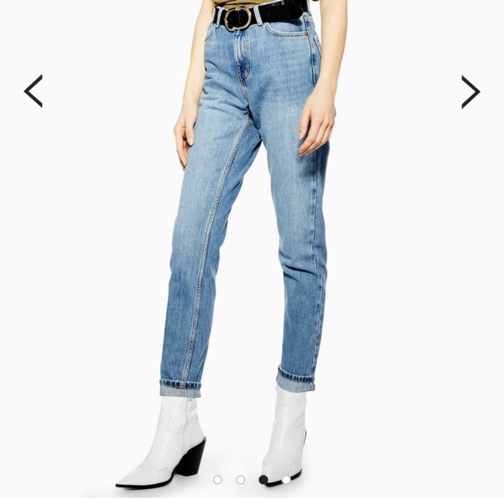 Topshop Mid Blue Wash Tapered Jeans